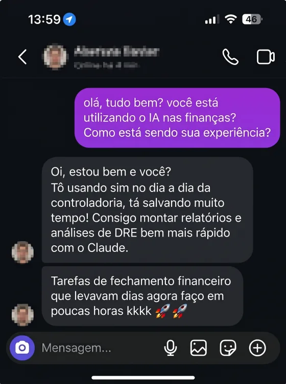 Depoimento: relatórios, análises de DRE e fechamento financeiro passaram a ser concluídos com mais rapidez.